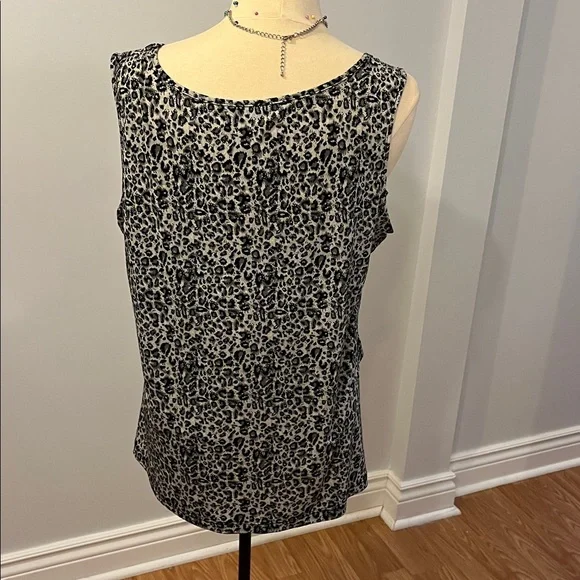 VAN HEUSEN Layered Ruffle Cheetah Print Tank Top XL - Picture 4 of 8